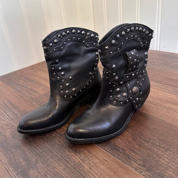 Vintage Y2K Grunge Studded Leather Boots 6 - Picture 3 of 7